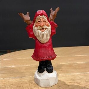 Jolly Santa Claus Figurine in Red and Brown